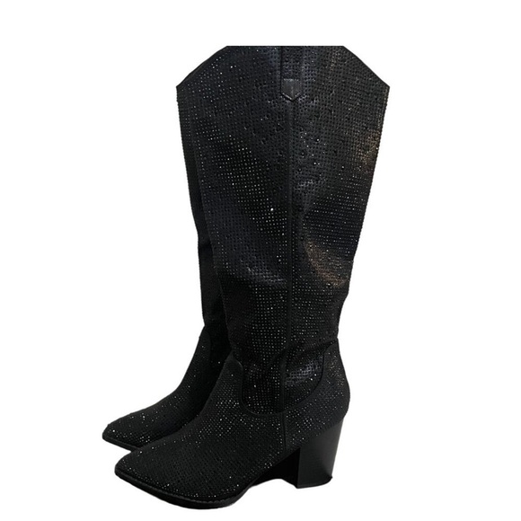 Shoes - Sparkling Black Studded Bling Womens Boots